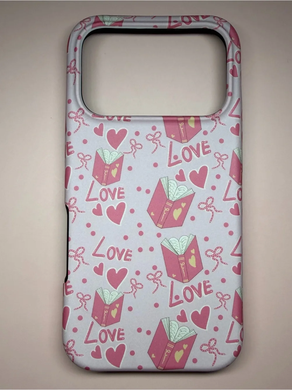 Iphone 17 pro phone case with hand drawn bookish design. Love books